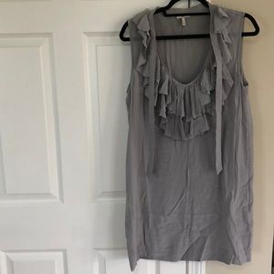 Joie Grey Silk Ruffle Dress